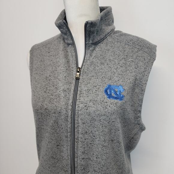 Southern Tide NC Tar Heels Fleece Vest Size S Full Zip Gray Mock Neck Pockets - Picture 4 of 8